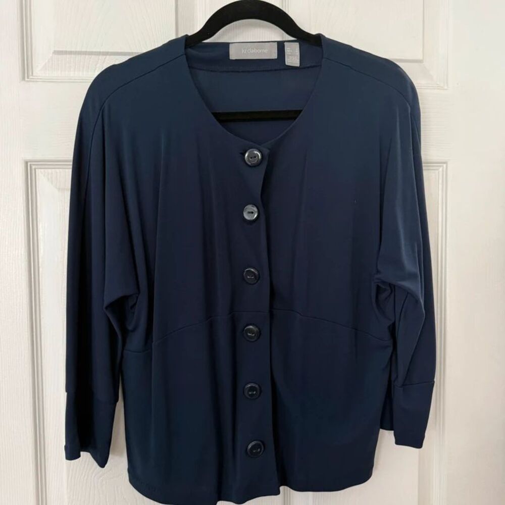 Liz Claiborne navy blue button down blouse large